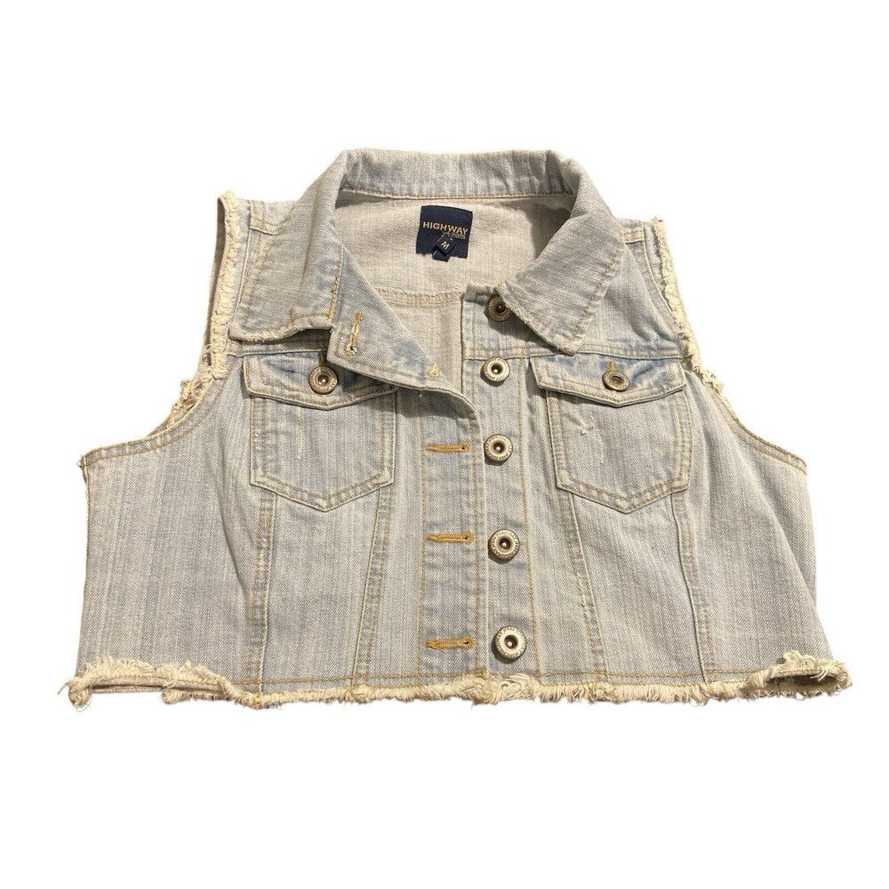 Highway Jeans Blue Jean Jacket Vest‎ Sleeveless Size M
